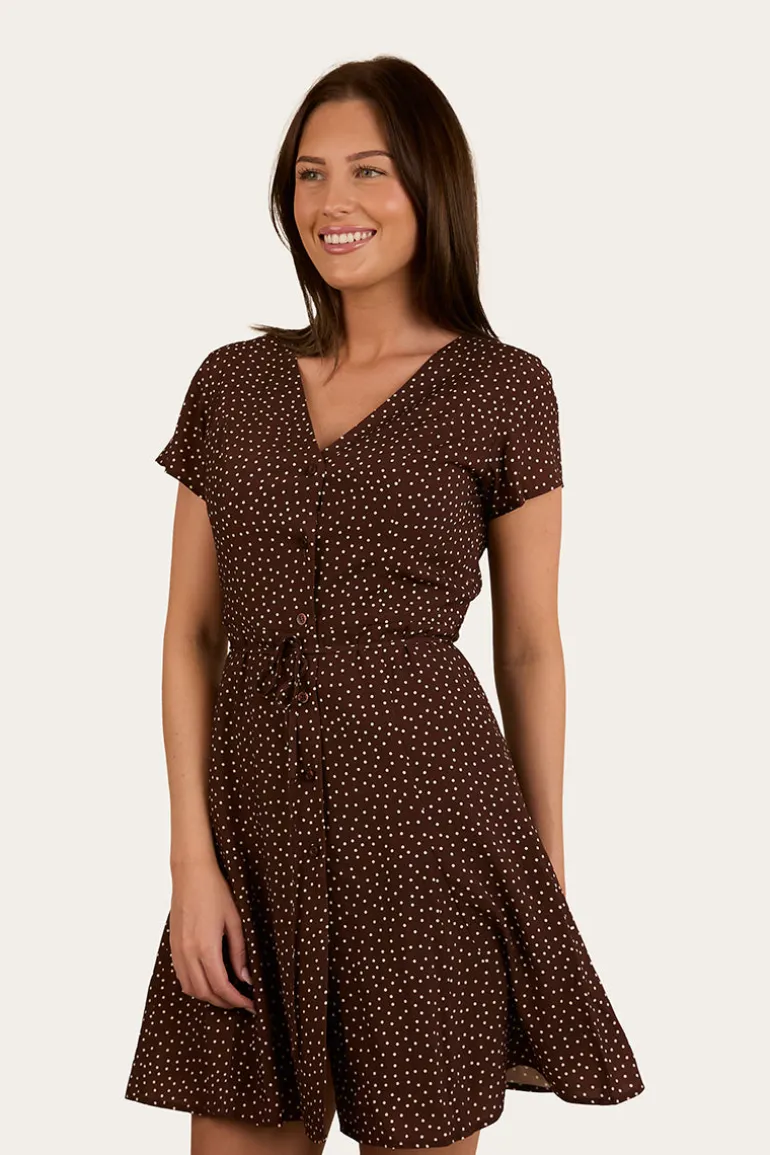 Marrabel Womens Mini Dress -Chocolate / White