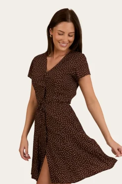 Marrabel Womens Mini Dress -Chocolate / White