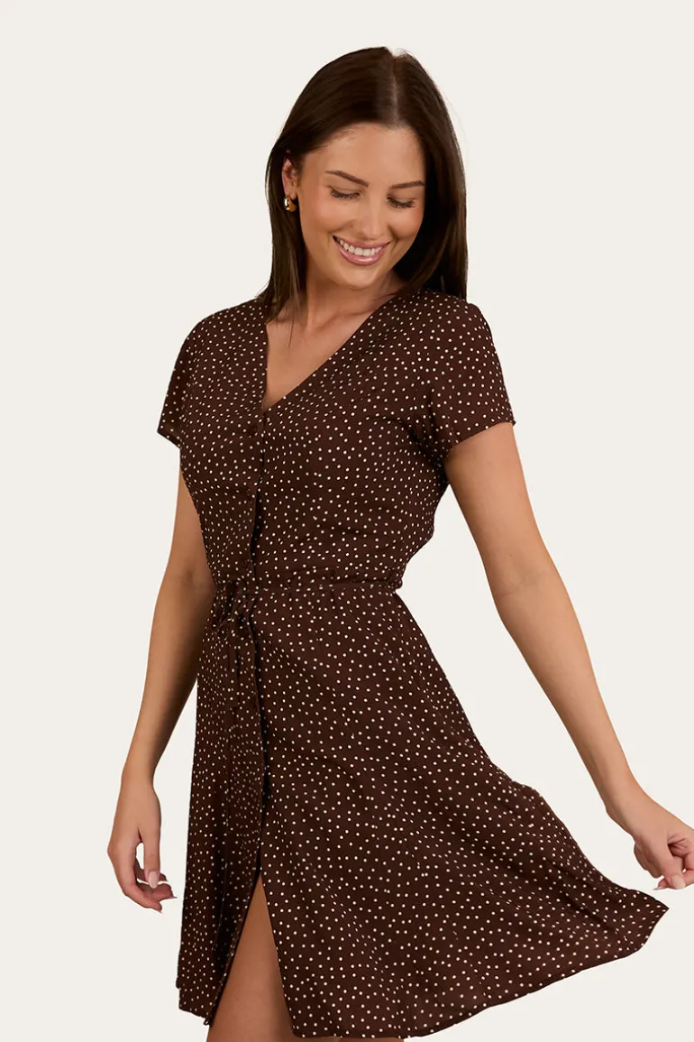 Marrabel Womens Mini Dress -Chocolate / White