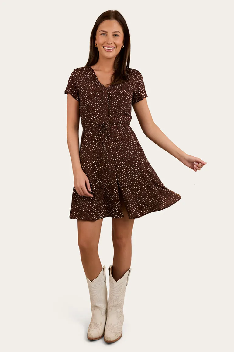 Marrabel Womens Mini Dress -Chocolate / White