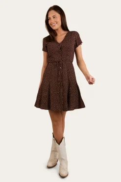 Marrabel Womens Mini Dress -Chocolate / White