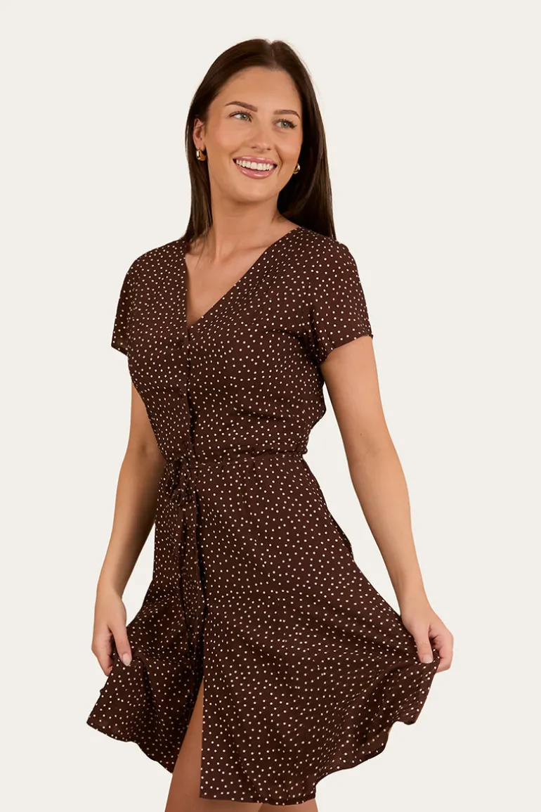 Marrabel Womens Mini Dress -Chocolate / White