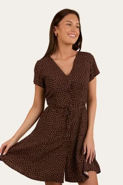 Marrabel Womens Mini Dress -Chocolate / White