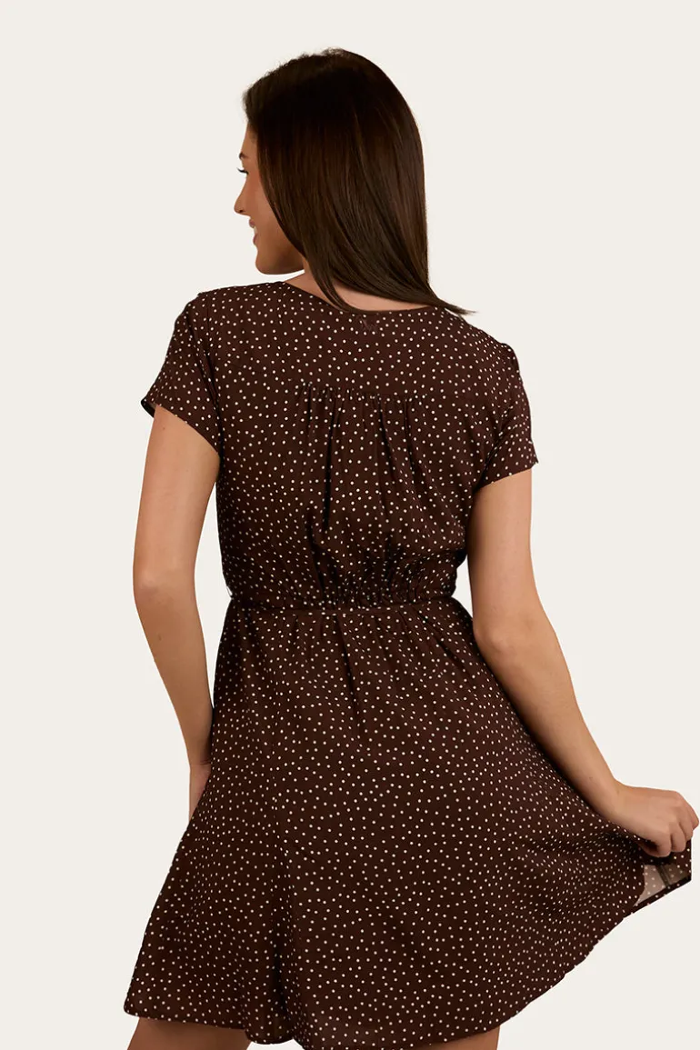 Marrabel Womens Mini Dress -Chocolate / White