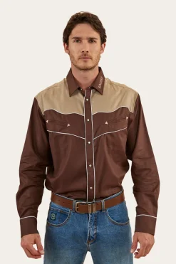 McGraw Mens Western Shirt - Chocolate/Dark Sand