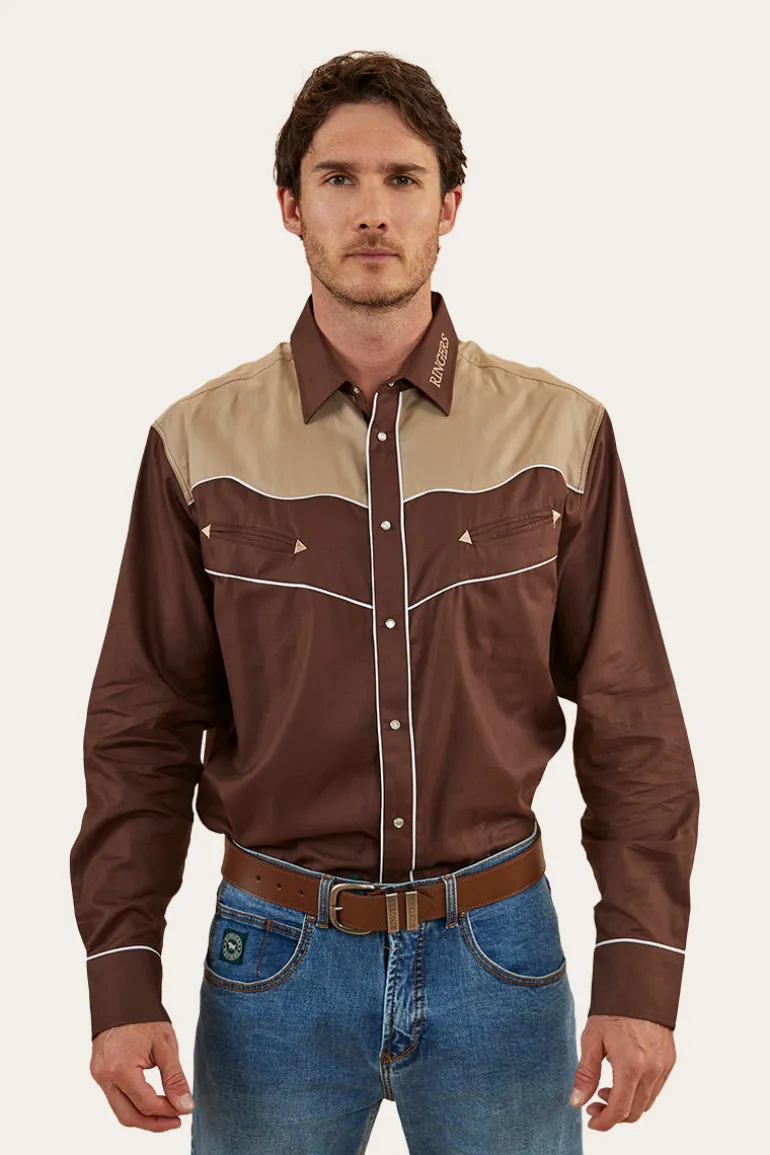 McGraw Mens Western Shirt - Chocolate/Dark Sand