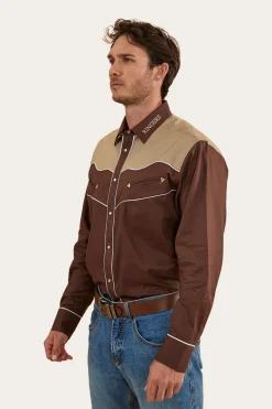 McGraw Mens Western Shirt - Chocolate/Dark Sand