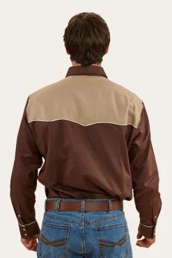 McGraw Mens Western Shirt - Chocolate/Dark Sand