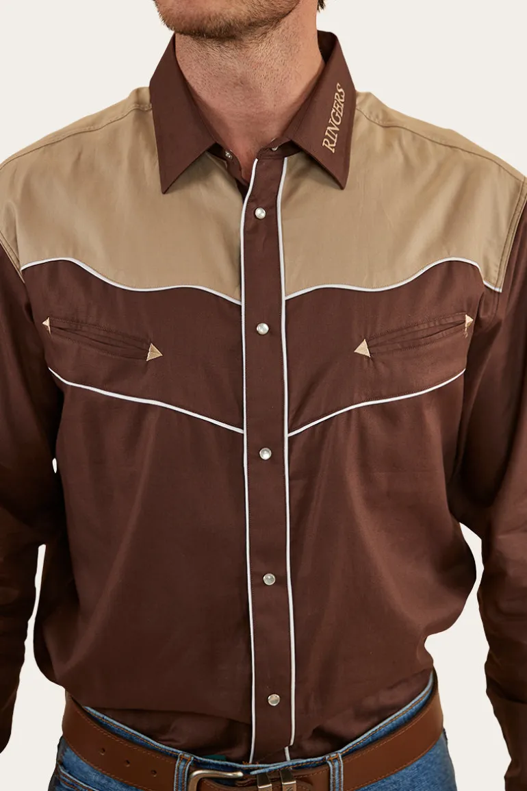 McGraw Mens Western Shirt - Chocolate/Dark Sand