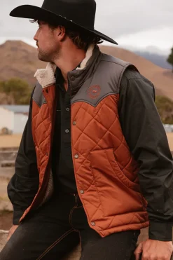 McKinlay Mens Puffer Vest - Tobacco / Charcoal