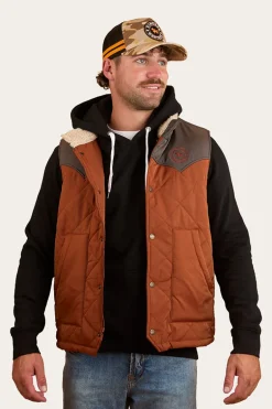 McKinlay Mens Puffer Vest - Tobacco / Charcoal