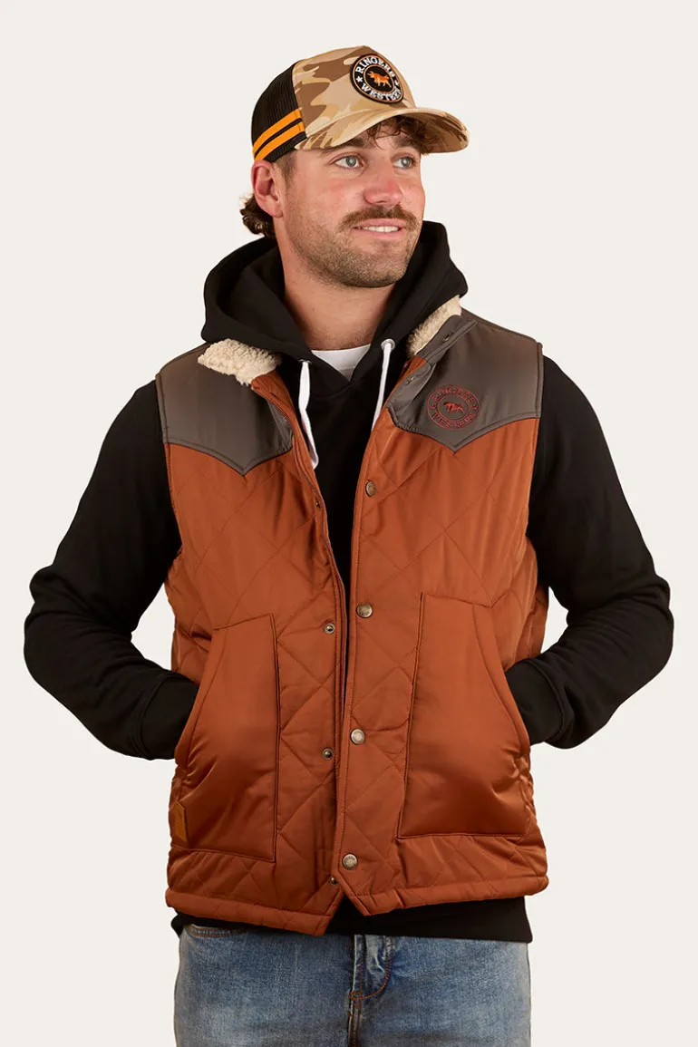 McKinlay Mens Puffer Vest - Tobacco / Charcoal