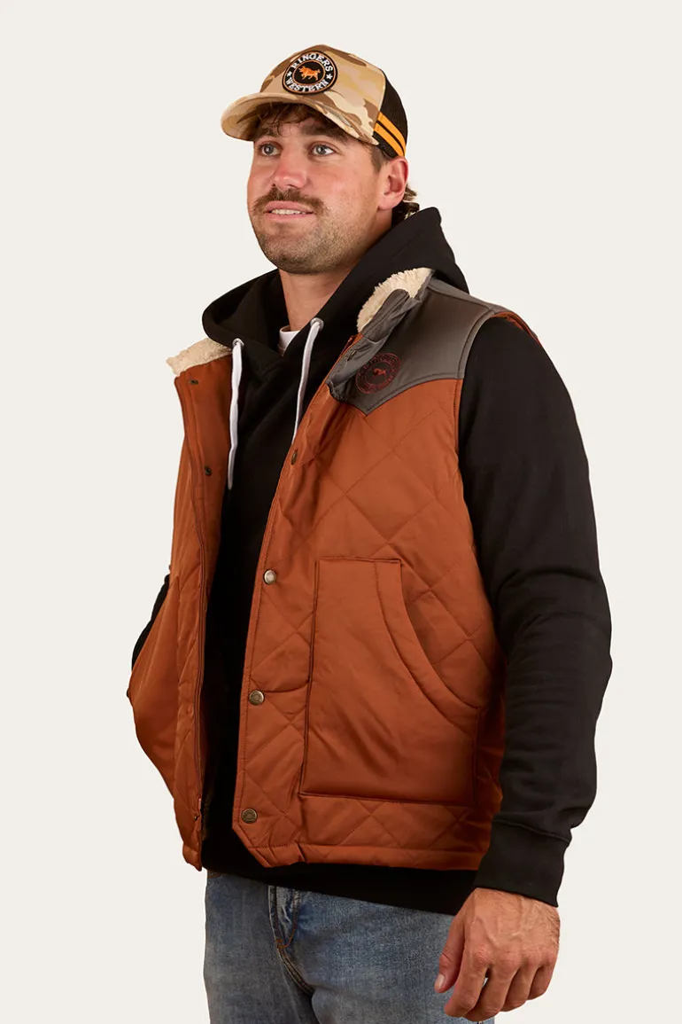 McKinlay Mens Puffer Vest - Tobacco / Charcoal