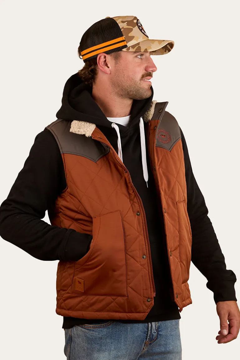 McKinlay Mens Puffer Vest - Tobacco / Charcoal
