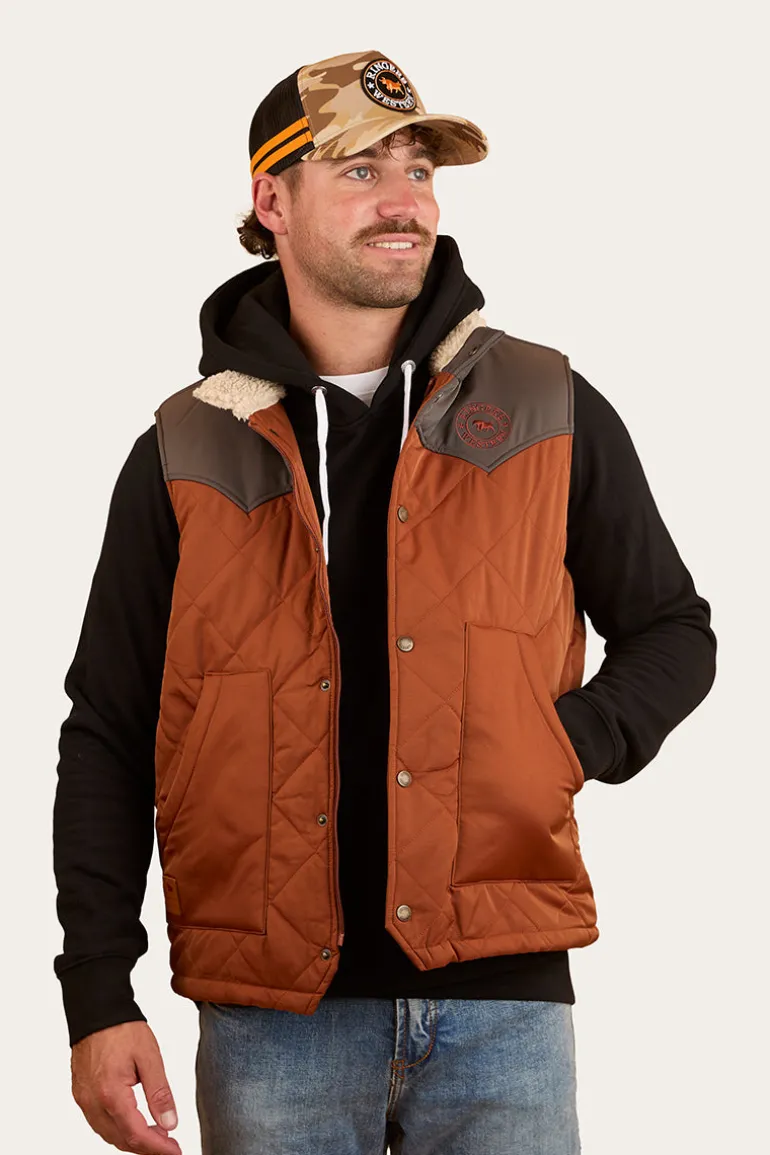 McKinlay Mens Puffer Vest - Tobacco / Charcoal