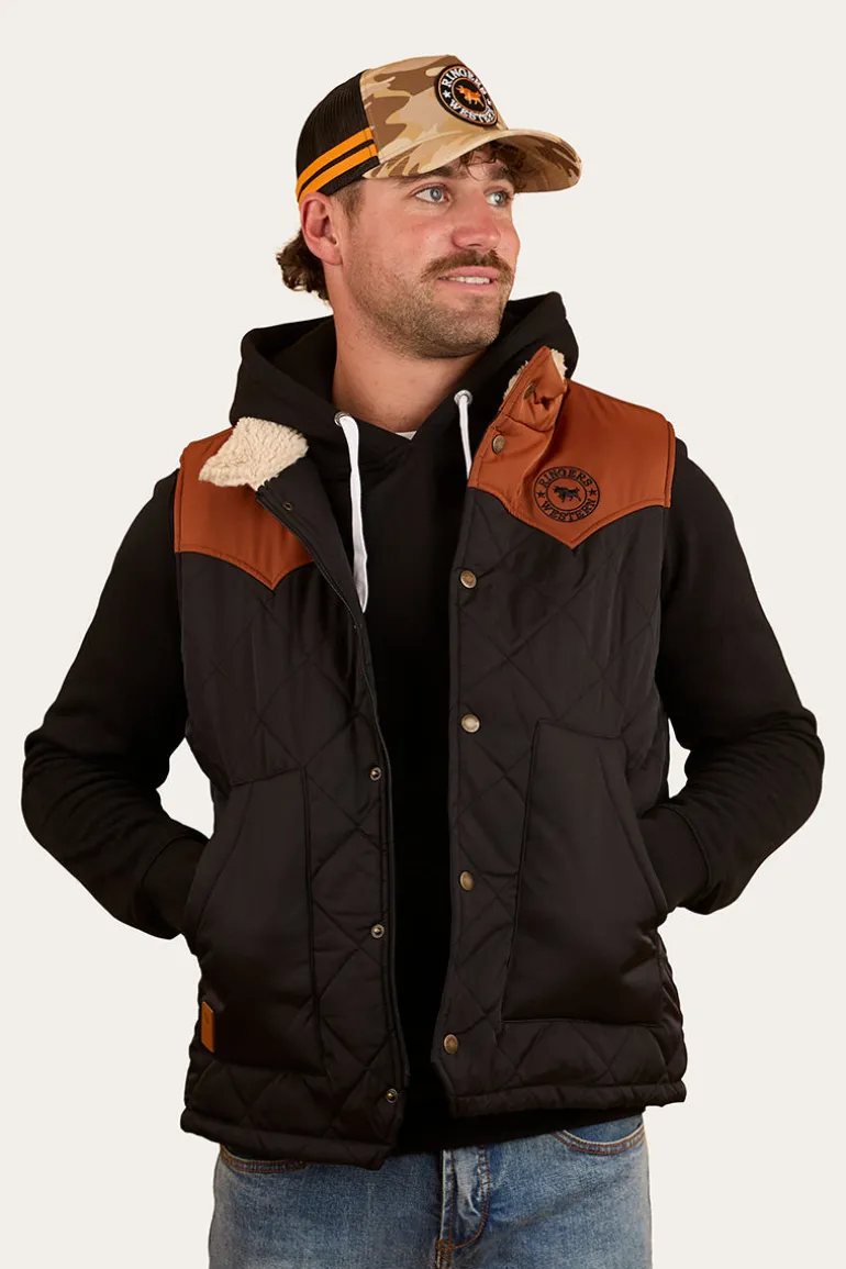 McKinlay Mens Puffer Vest - Black / Tobacco
