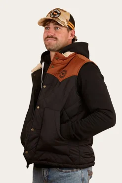 McKinlay Mens Puffer Vest - Black / Tobacco