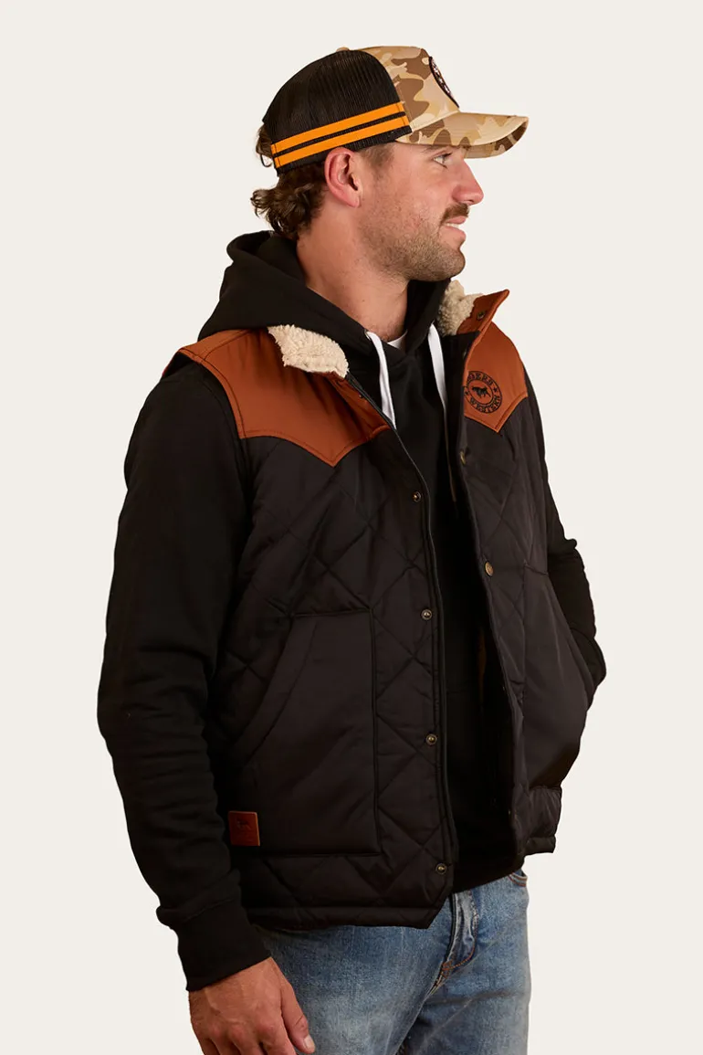 McKinlay Mens Puffer Vest - Black / Tobacco