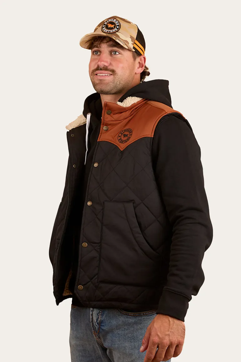 McKinlay Mens Puffer Vest - Black / Tobacco