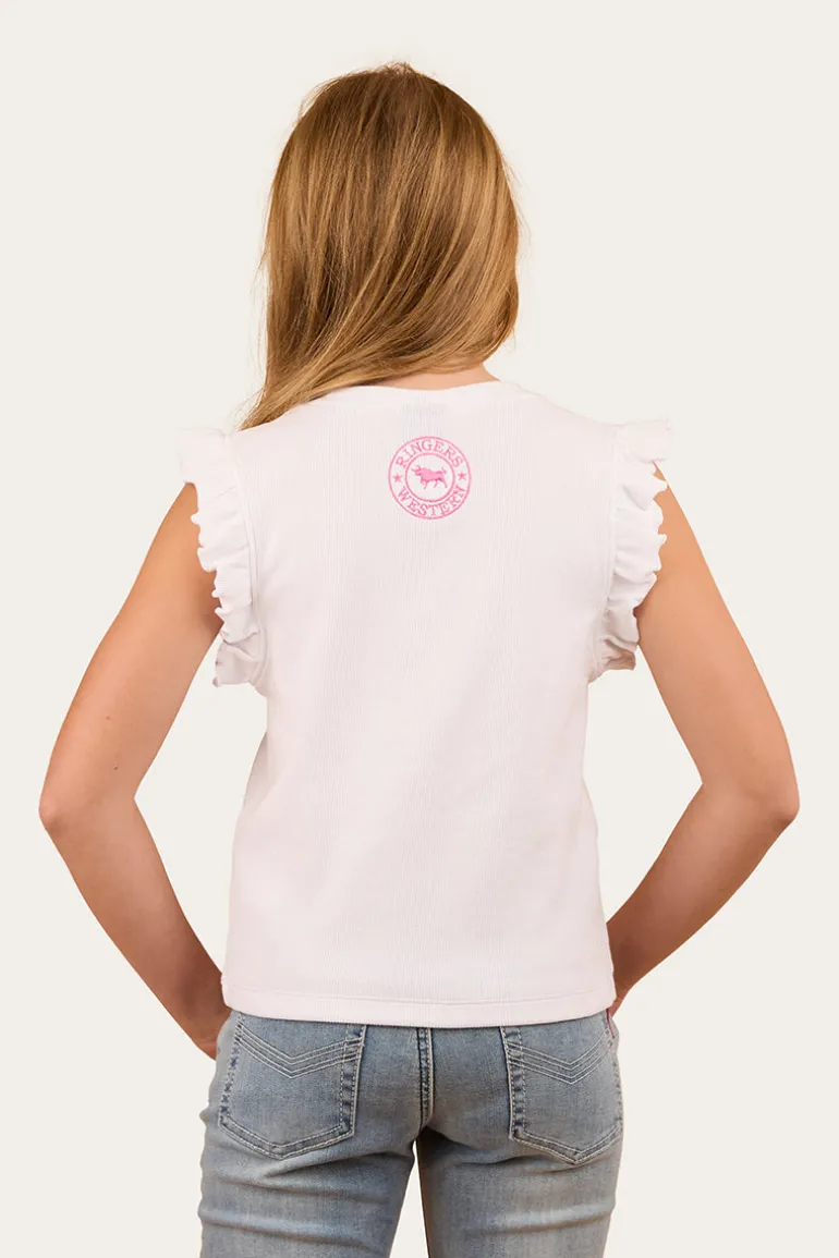 Milana Girls Rib Top - White