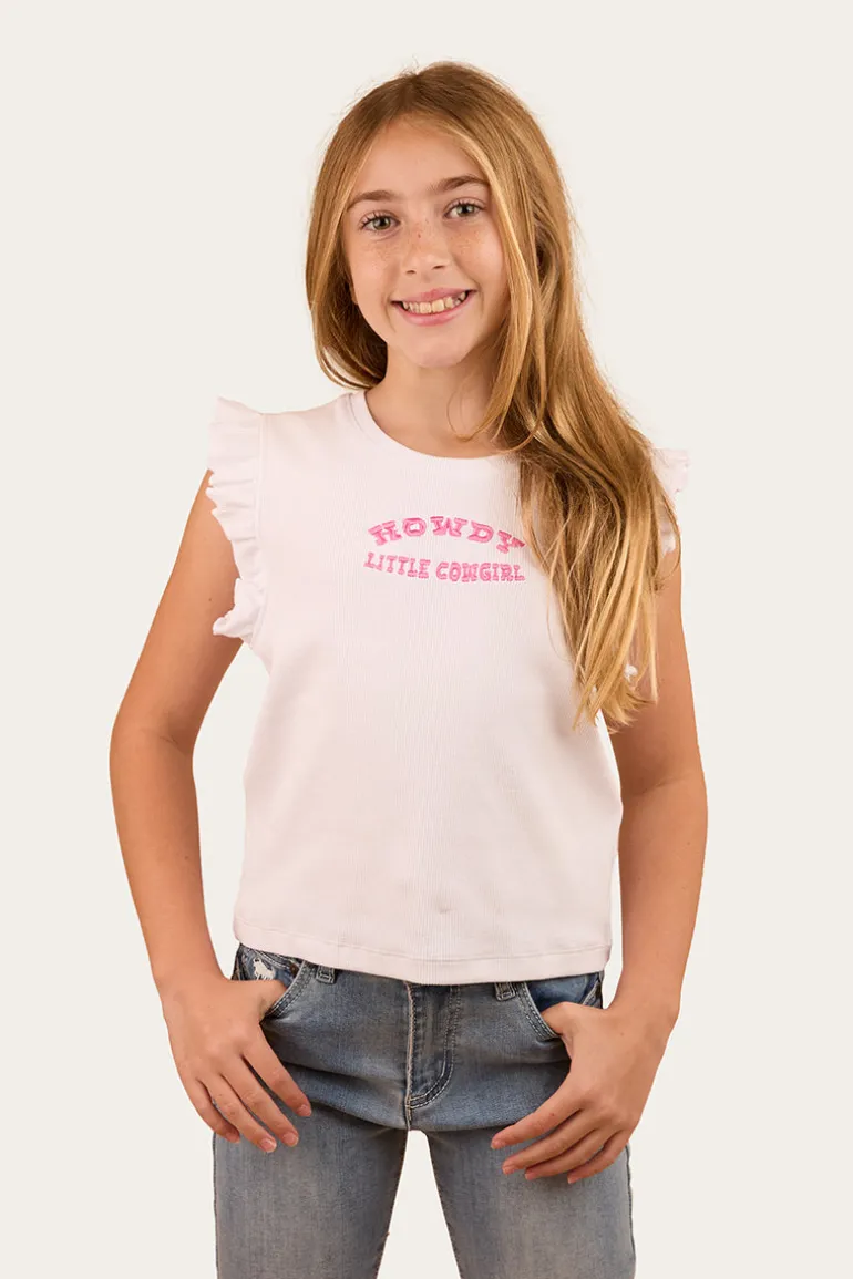 Milana Girls Rib Top - White