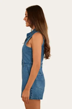 Mimi Womens Playsuit - Mid Wash Blue