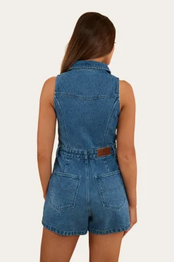 Mimi Womens Playsuit - Mid Wash Blue