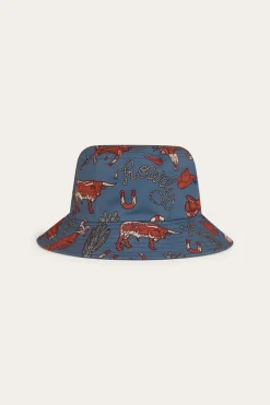 Mini Cowboy Kids Reversible Bucket Hat - Yale Blue