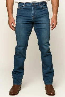 Mitchell Mens Straight Leg Jeans - Mid Blue