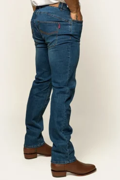 Mitchell Mens Straight Leg Jeans - Mid Blue