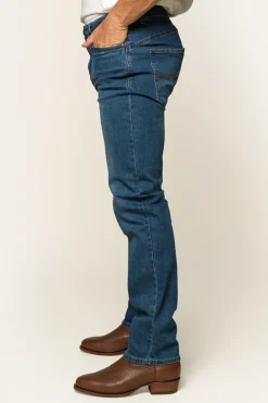 Mitchell Mens Straight Leg Jeans - Mid Blue
