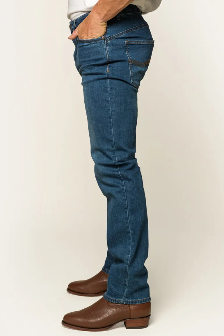 Mitchell Mens Straight Leg Jeans - Mid Blue