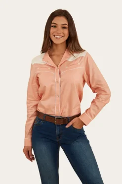 Musgraves Womens Western Shirt - Coral/Off White