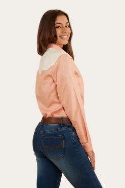 Musgraves Womens Western Shirt - Coral/Off White