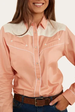Musgraves Womens Western Shirt - Coral/Off White
