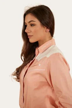 Musgraves Womens Western Shirt - Coral/Off White