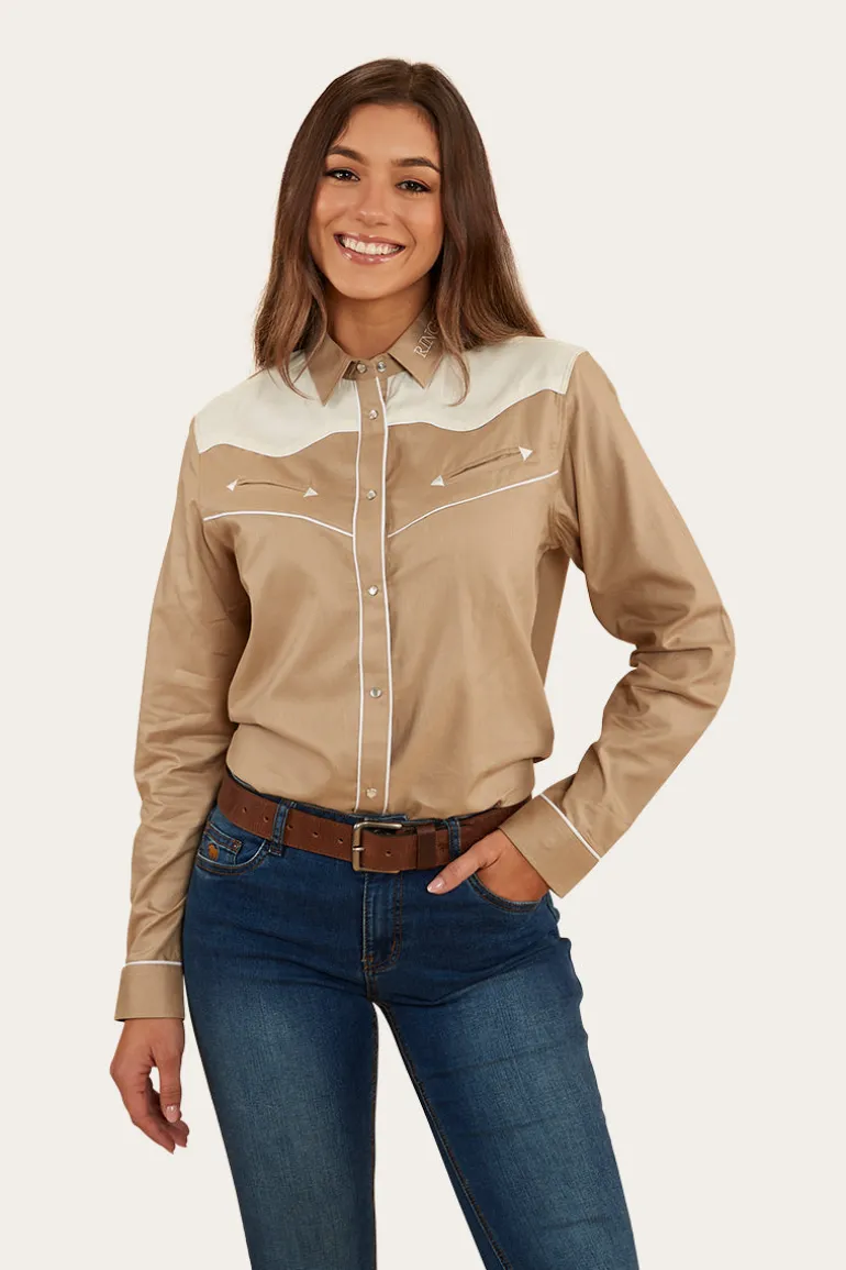Musgraves Womens Western Shirt - Dark Sand/Off White