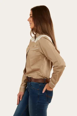 Musgraves Womens Western Shirt - Dark Sand/Off White