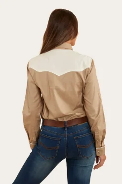 Musgraves Womens Western Shirt - Dark Sand/Off White