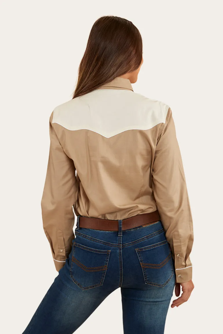 Musgraves Womens Western Shirt - Dark Sand/Off White