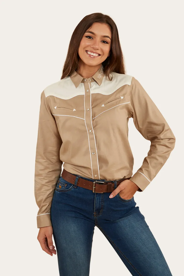 Musgraves Womens Western Shirt - Dark Sand/Off White