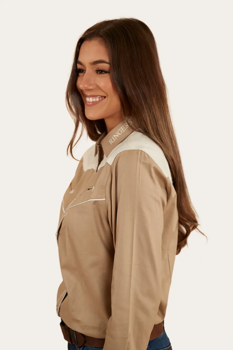 Musgraves Womens Western Shirt - Dark Sand/Off White