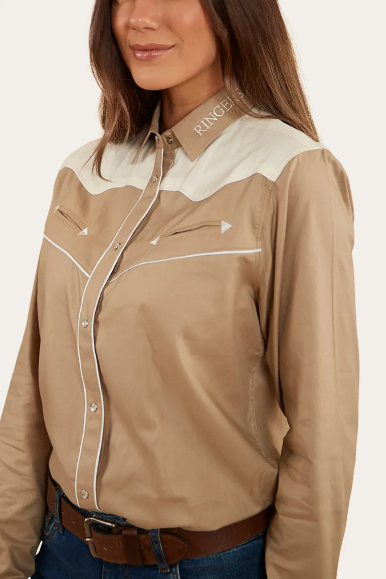 Musgraves Womens Western Shirt - Dark Sand/Off White