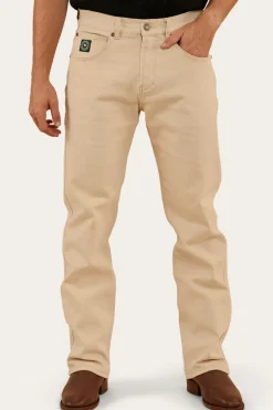 Muster Mens Slim Straight Fit Jeans - Dark Sand
