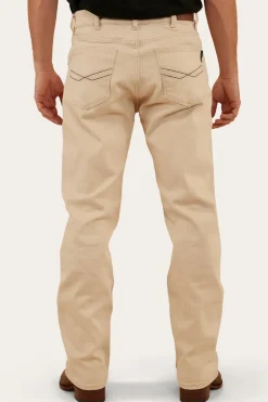Muster Mens Slim Straight Fit Jeans - Dark Sand