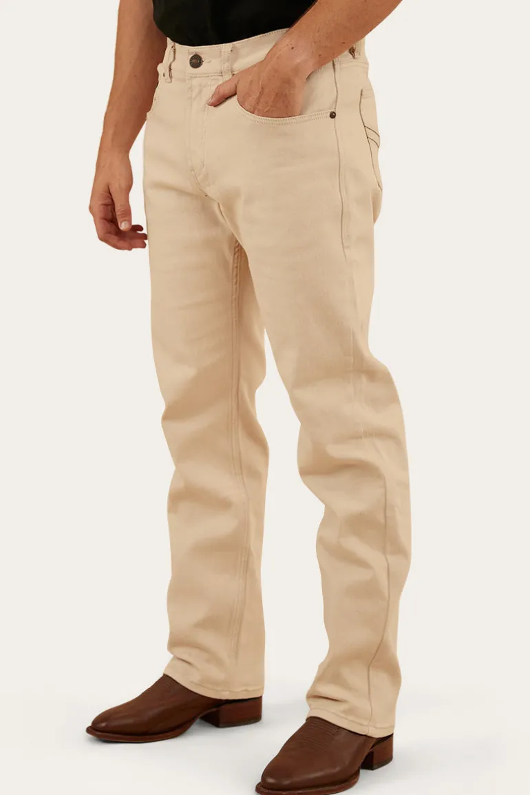 Muster Mens Slim Straight Fit Jeans - Dark Sand