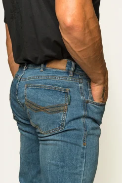Muster Mens Slim Straight Fit Jeans - Mid Wash Blue