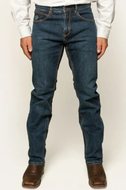 Muster Mens Slim Straight Fit Jeans - Dark Wash Blue