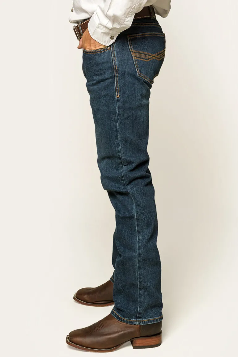 Muster Mens Slim Straight Fit Jeans - Dark Wash Blue