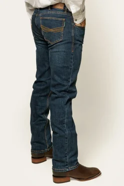 Muster Mens Slim Straight Fit Jeans - Dark Wash Blue